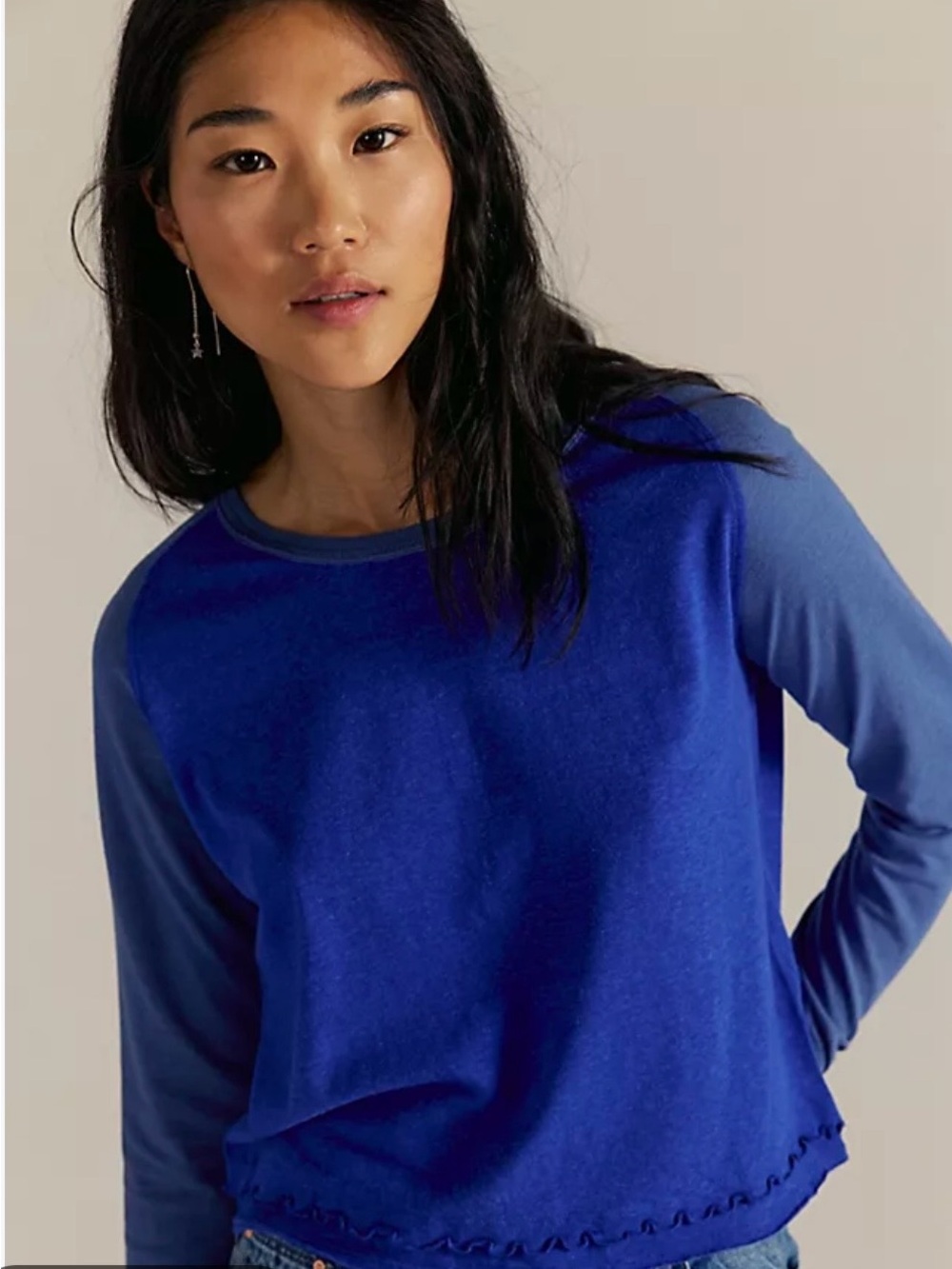 We The Free Deja Vu Royal Blue Long-Sleeve Crewneck Shirt